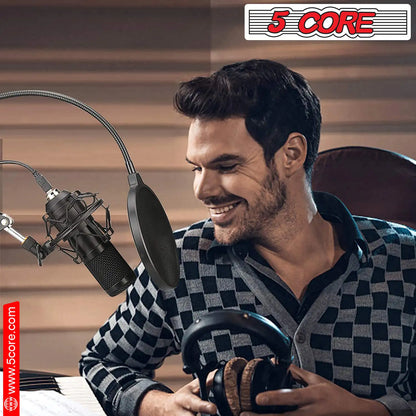 5Core Microphone Stand  Suspension Desk Scissor Boom Arm  w Shock Mount  Dual Layer Pop Filter